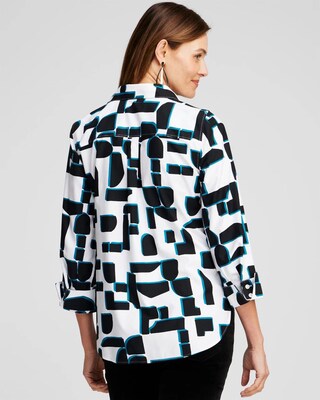 No Iron™ Stretch Block Print Shirt