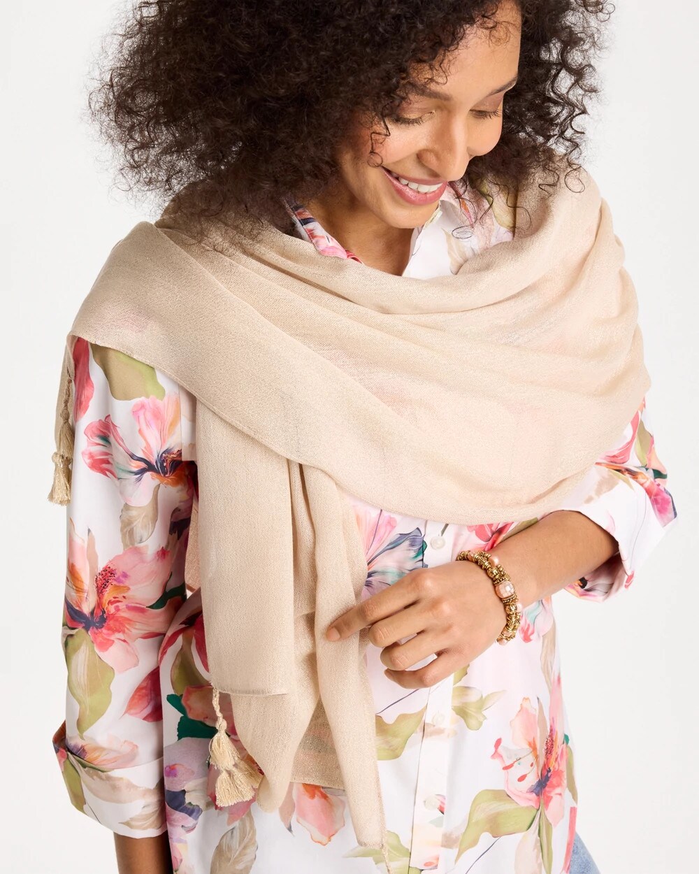 Woven Metallic Oblong Scarf