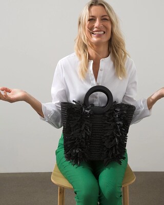 Black Raffia Tote