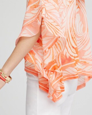 Sheer V-Neck Print Poncho click to view larger image.