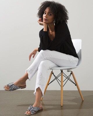 Eyelet Hem Pull-On Ankle Jeggings