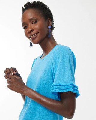 Linen Fringe Sleeve Tee
