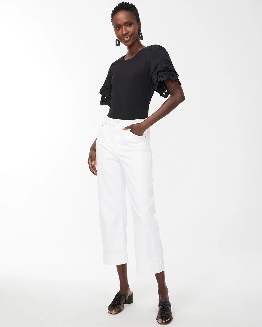 Eyelet Tier Sleeve Top