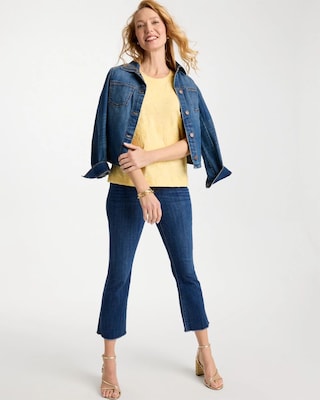 Monochrome Embroidered Cap-Sleeve Tee click to view larger image.