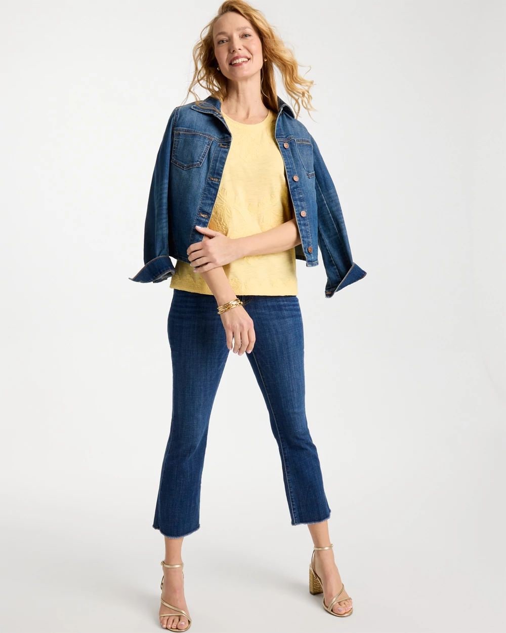 Monochrome Embroidered Cap-Sleeve Tee