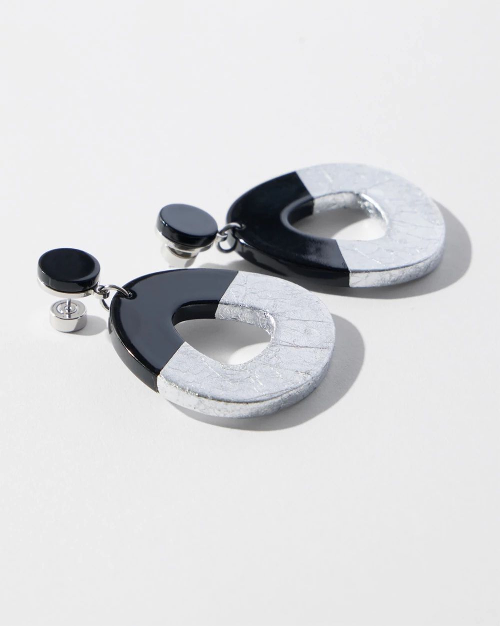 Silver Tone Foil Drop Earrings