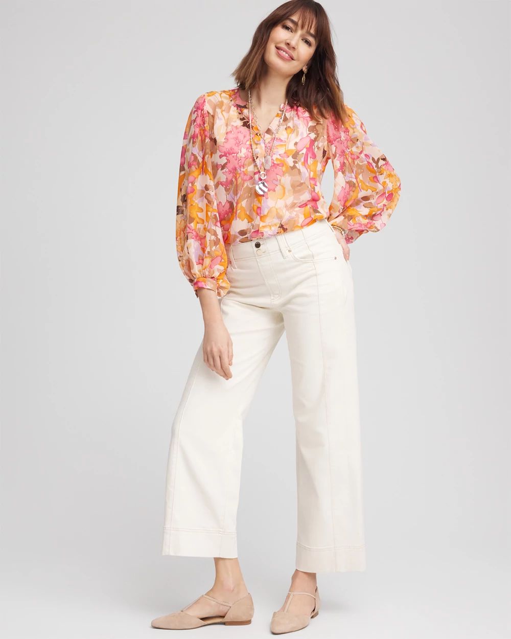 Pull-On Wide-Leg Cropped Jeans