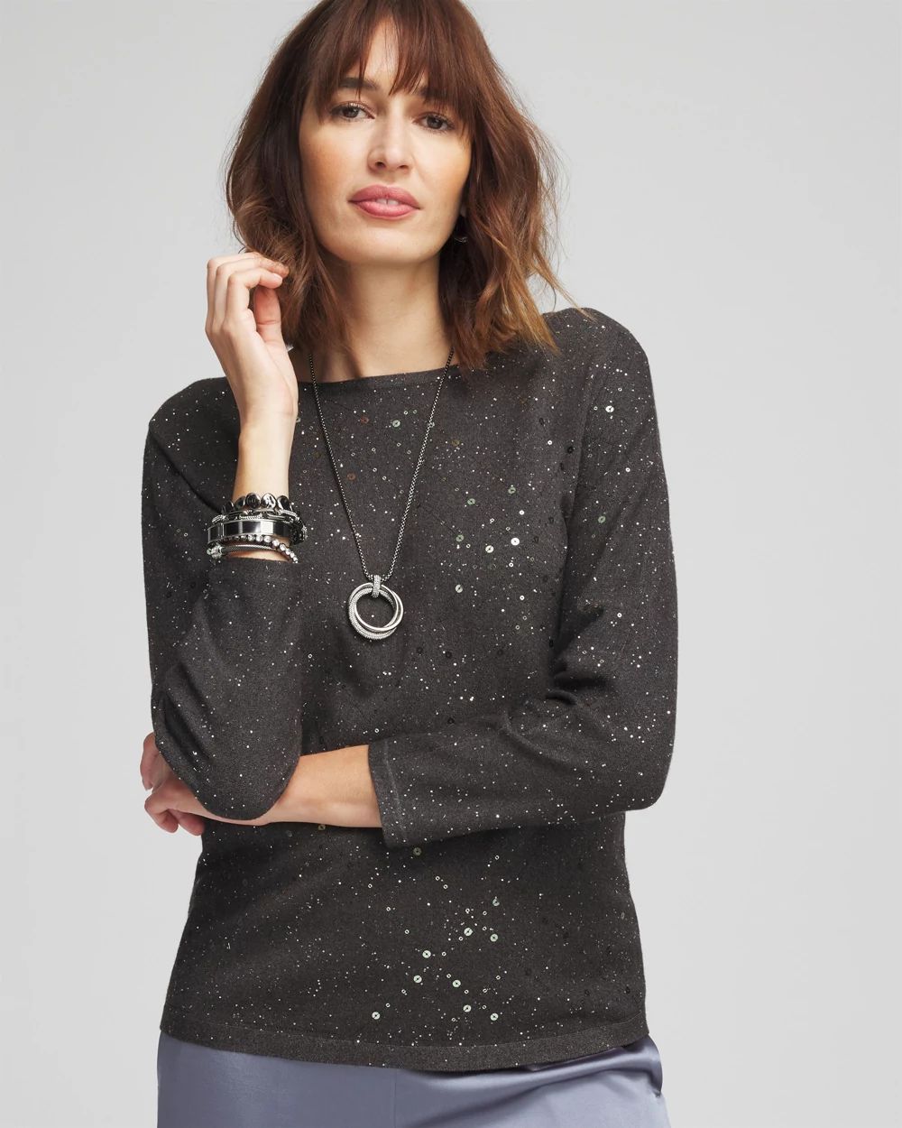 Scattered Sequin Pullover Sweater