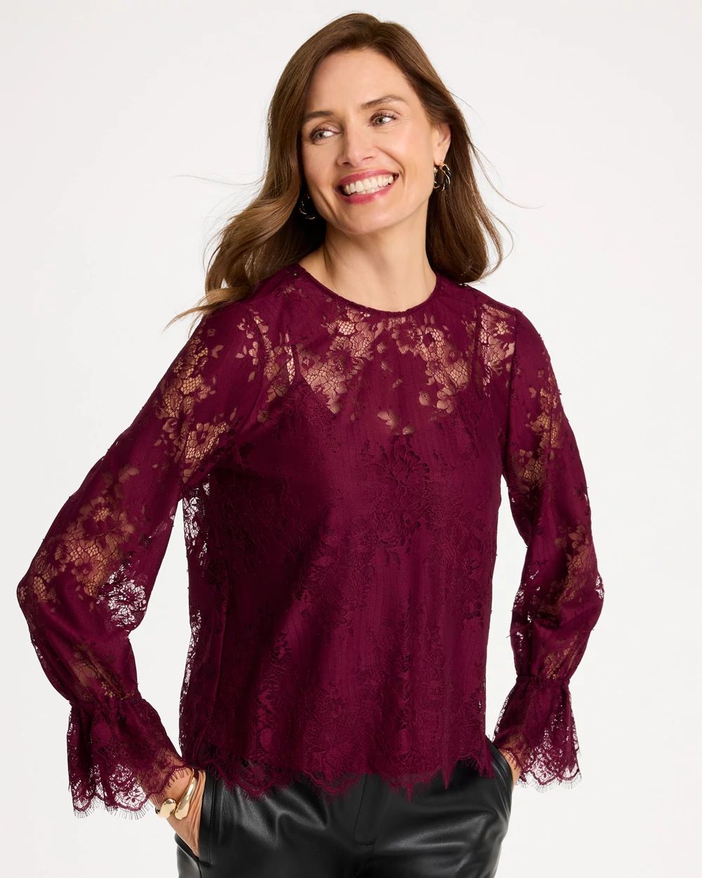 Lace Blouson Sleeve Blouse