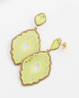 No Droop® Green Filigree Drop Earrings click to view larger image.