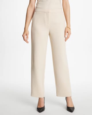 Textured Straight Tapered Ankle Pants