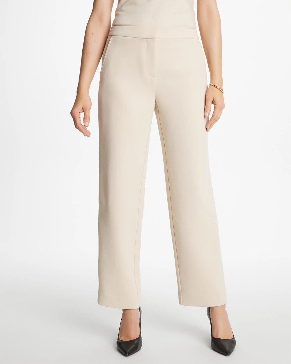 Textured Straight Tapered Ankle Pants