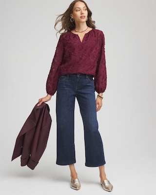 Feathered Pullover Peasant Blouse click to view larger image.