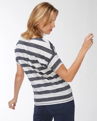 Linen-Blend Navy Stripe Tee