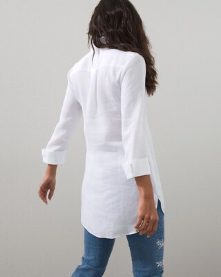 No-Iron White Linen Tunic