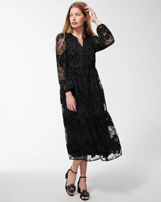 Burnout Floral Lace Midi Dress