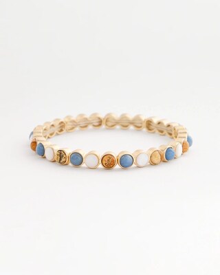 Goldtone Genuine Stone Round Stretch Bracelet click to view larger image.