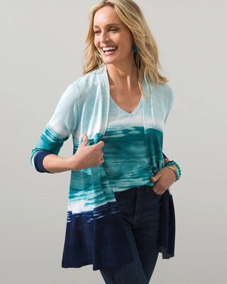 Spun Rayon Ombre Hanky Hem Cardigan