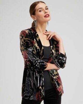 Velvet Animal Print Blazer