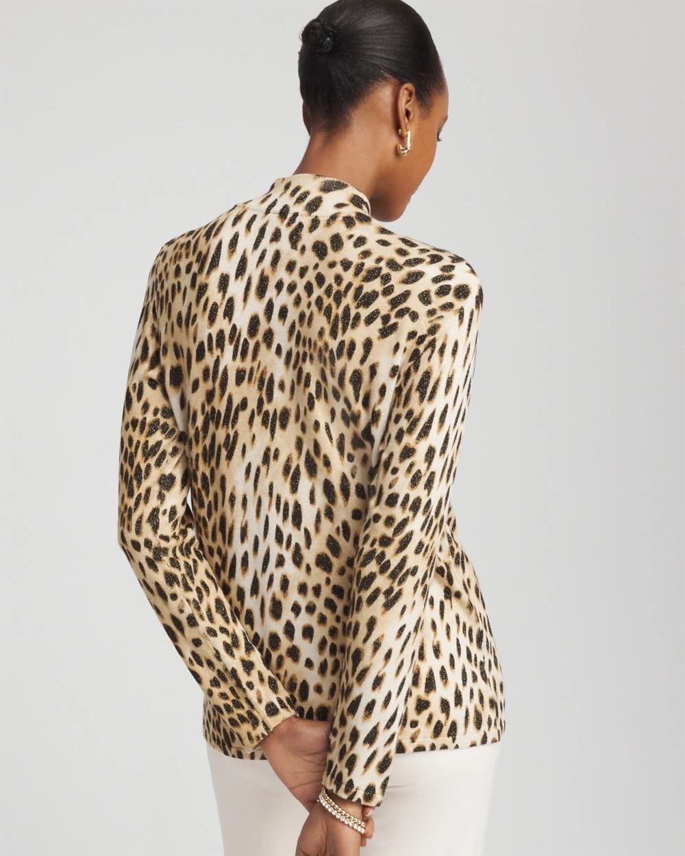 Ella Mockneck Animal-Print Pullover Sweater
