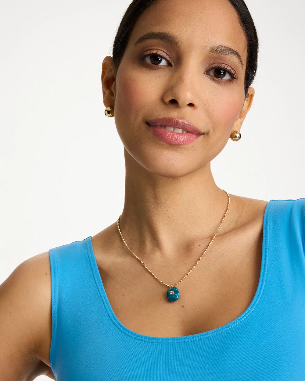 Genuine Jade Stone Pendant Necklace click to view larger image.
