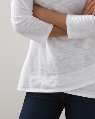 3/4 Sleeve Crossover Slub Tee