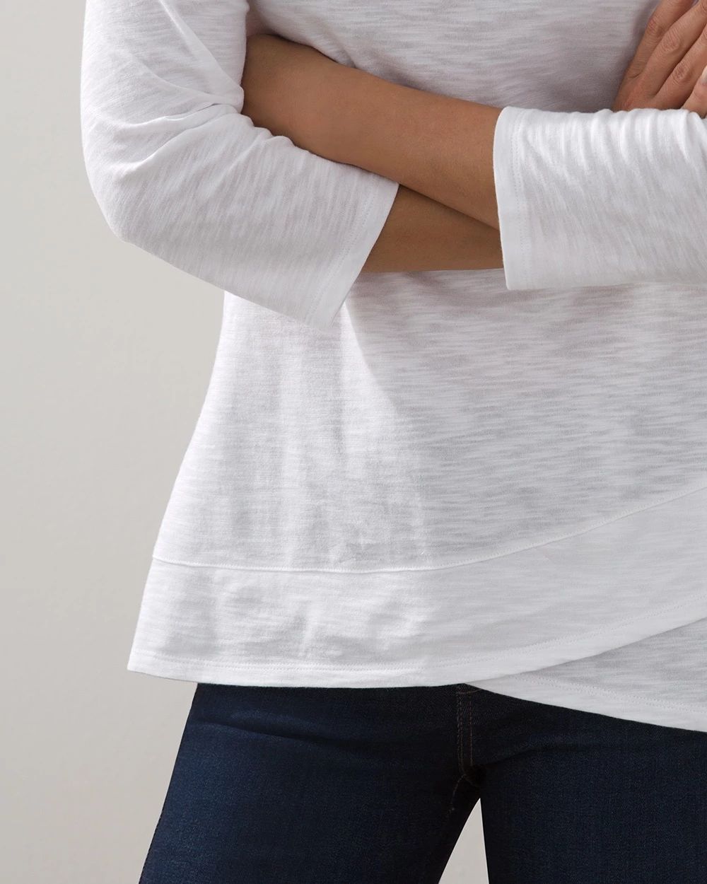 3/4 Sleeve Crossover Slub Tee