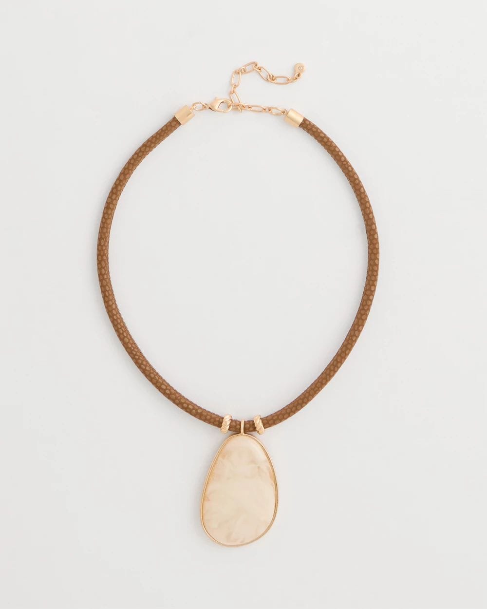White Resin Pendant Cord Necklace