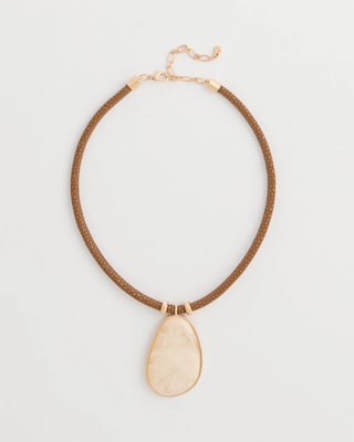 White Resin Pendant Cord Necklace