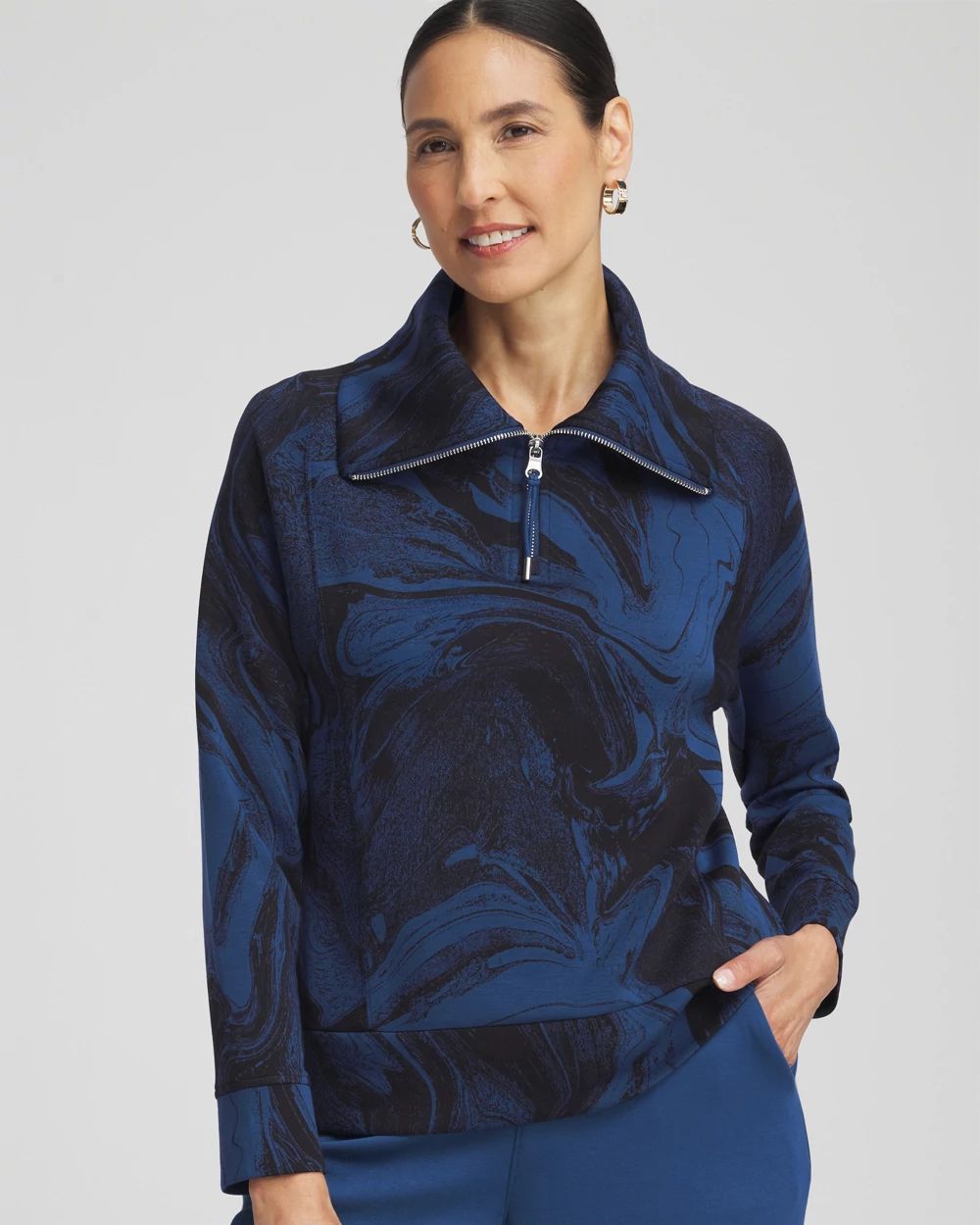 Zenergy® Marble Scuba Zipper Sweatshirt