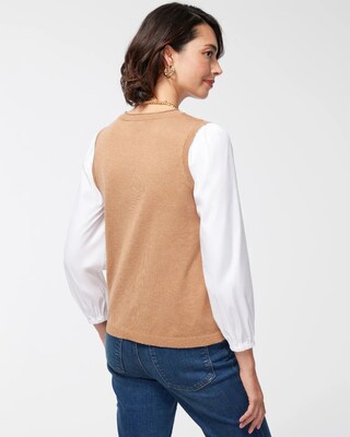 Neutral Knit Woven Pullover Sweater