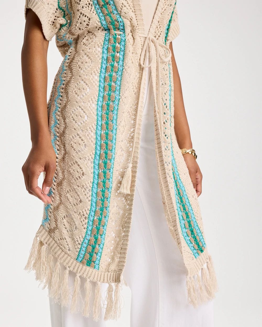 Rainbow Crochet Pointelle Vest