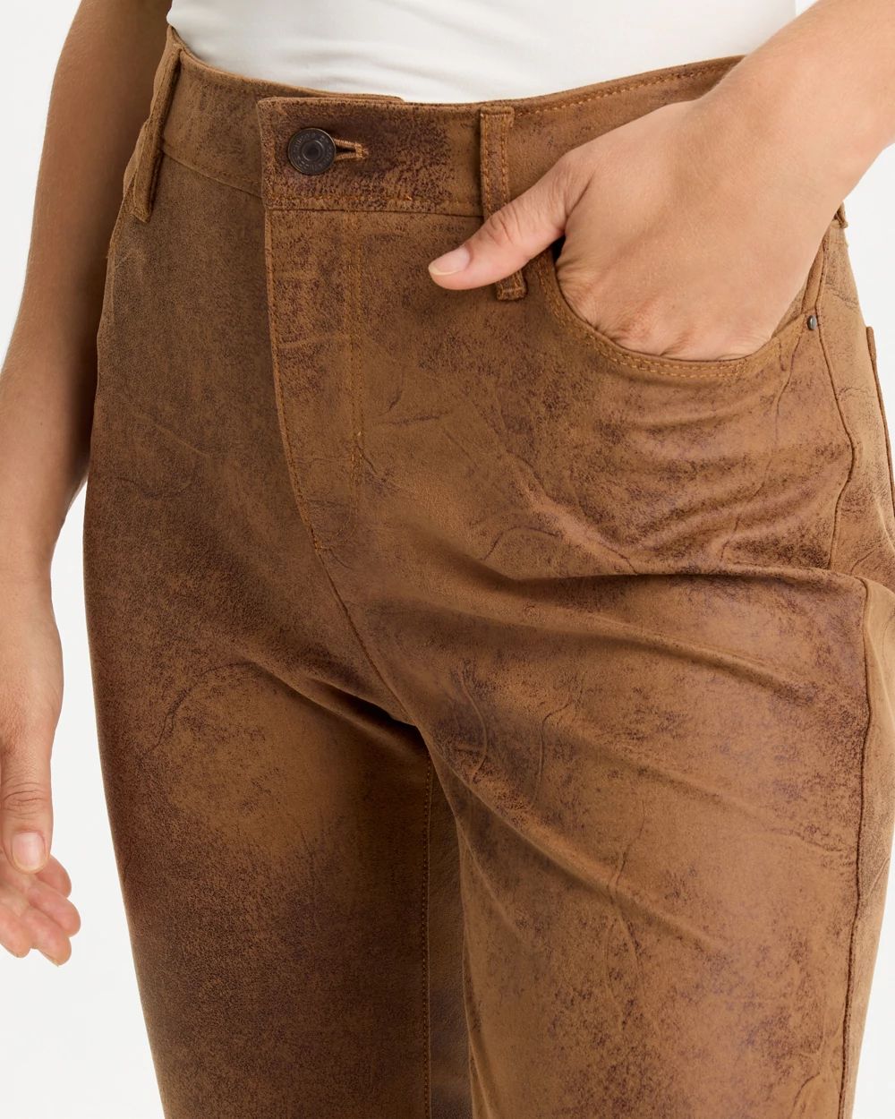 Coated Knit Five-Pocket Skinny Pants click to view larger image.