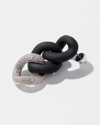 Silver Tone Pavé Link Earrings