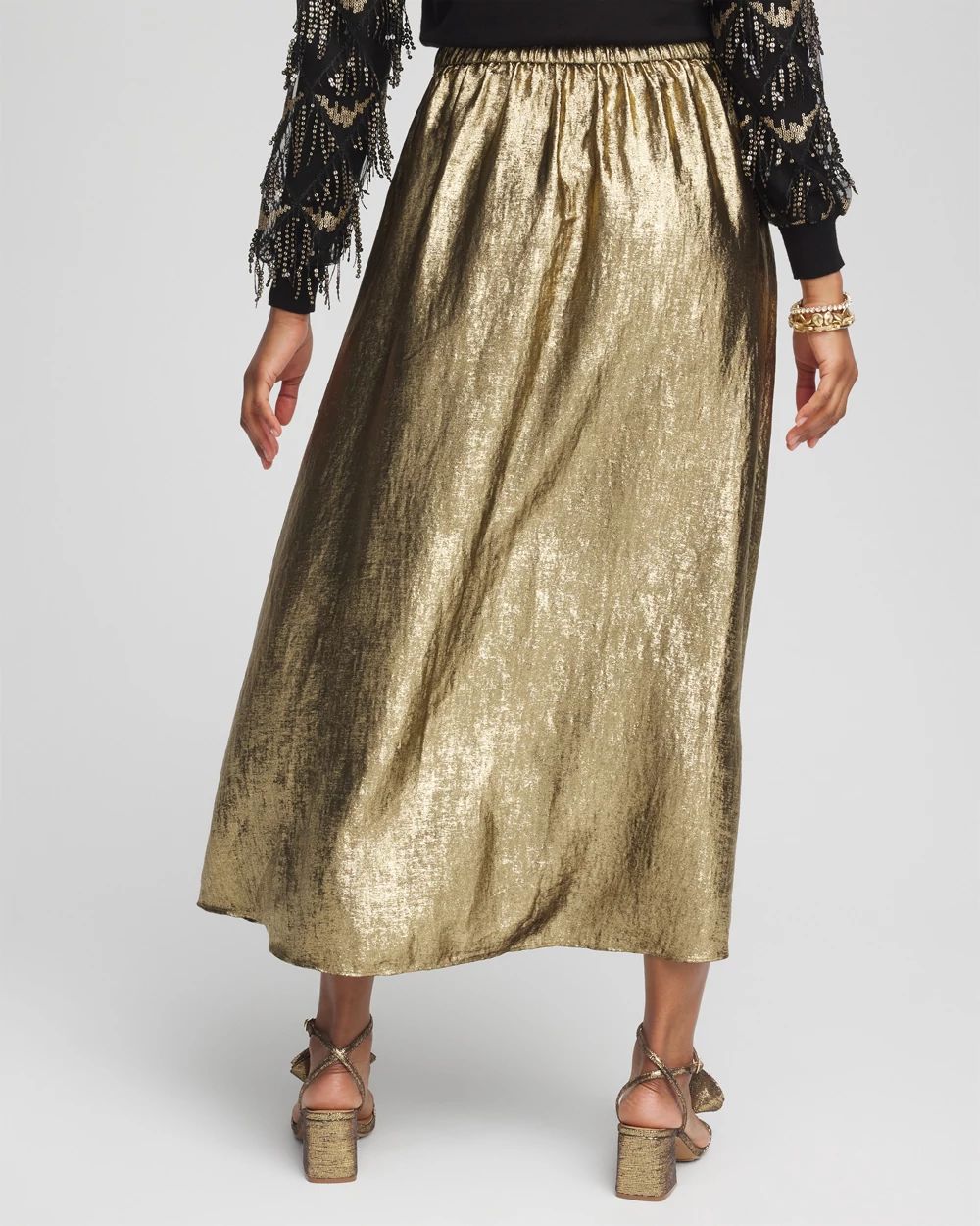 Metallic Satin Maxi Skirt