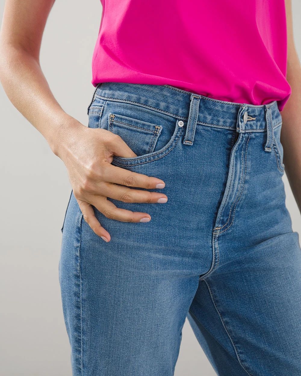 High Rise Straight Leg Denim Crops