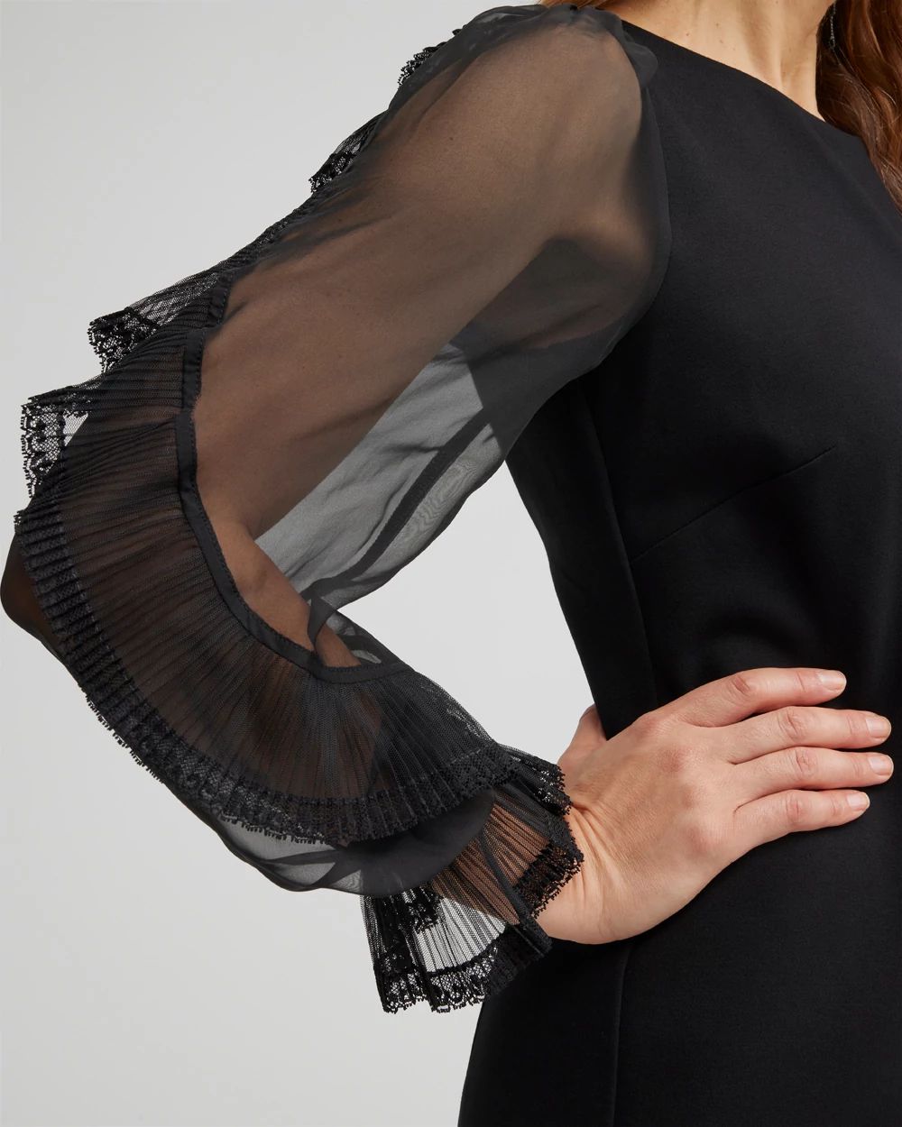 Ponte Chiffon Sleeve Dress