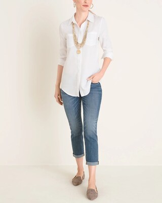 No-Stain White Classic Denim Shirt