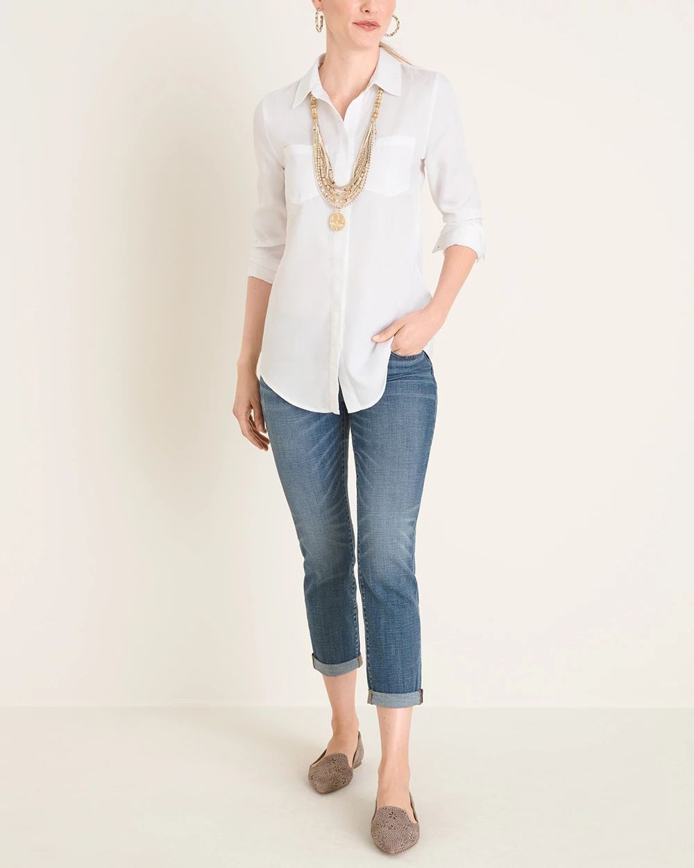 No-Stain White Classic Denim Shirt