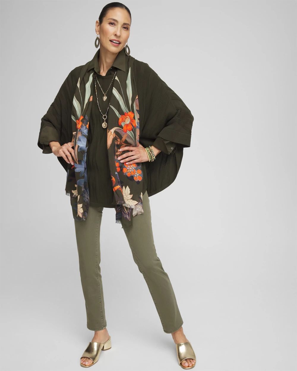 Boat Neck Cuffed Sweater Poncho