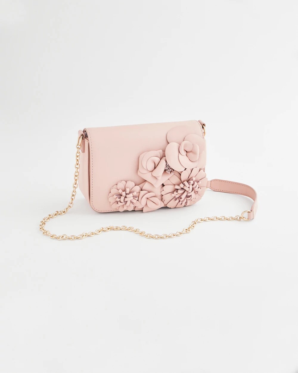 Floral Appliqué Leather Crossbody Bag