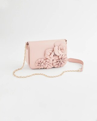 Floral Appliqué Leather Crossbody Bag click to view larger image.