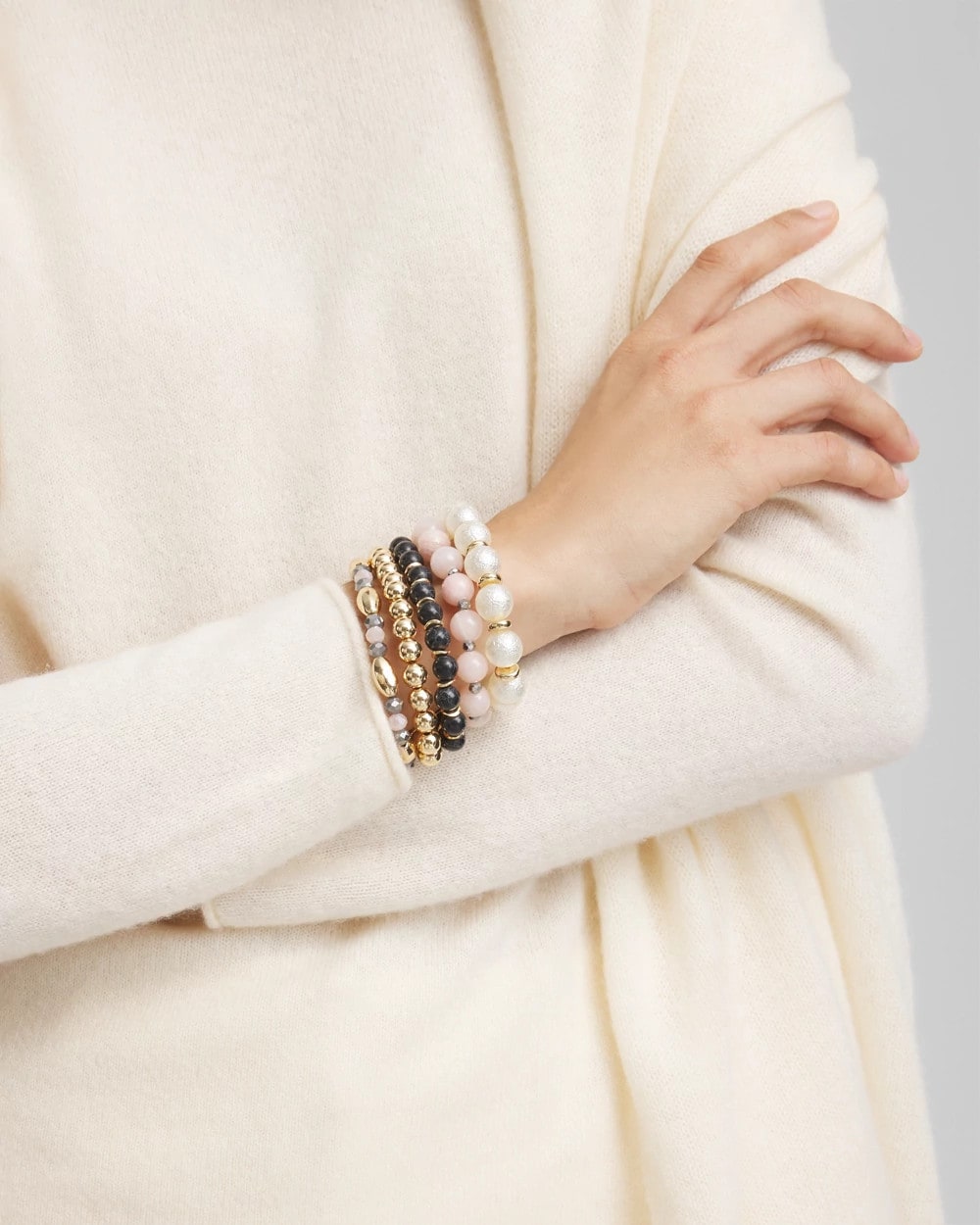 Stretch Set of Five Beaded Bracelets