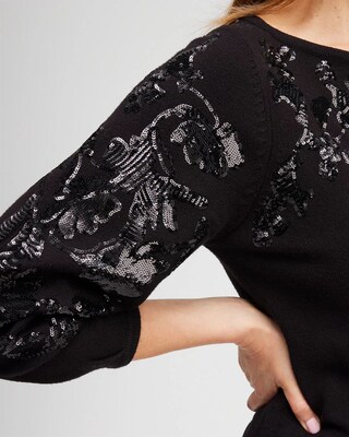 Sequin Floral Pullover Sweater