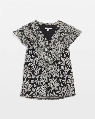 Lace Floral-Burnout Henley Tee click to view larger image.