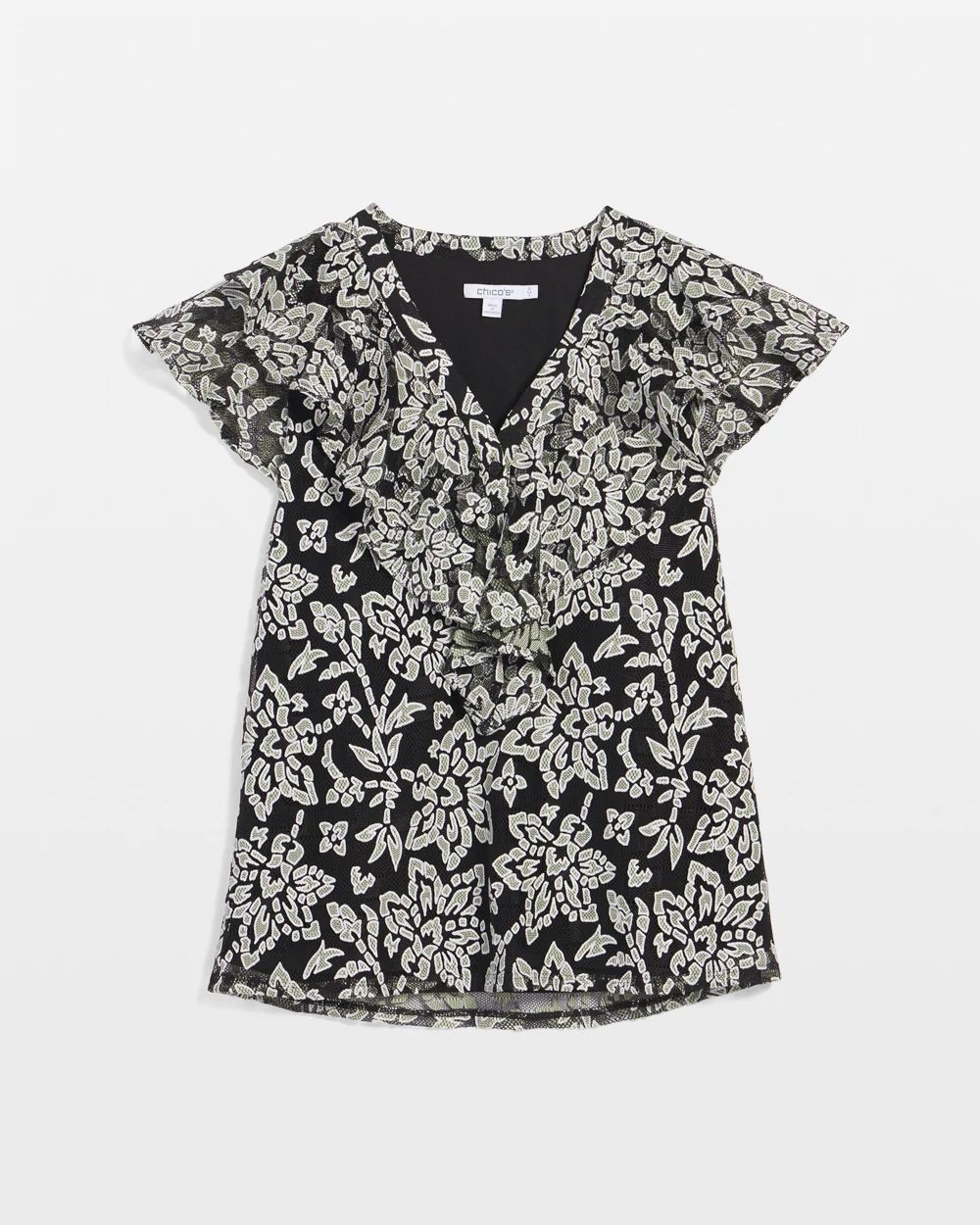 Lace Floral-Burnout Henley Tee