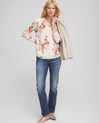 Ella Flowers & Cream Pullover Sweater click to view larger image.