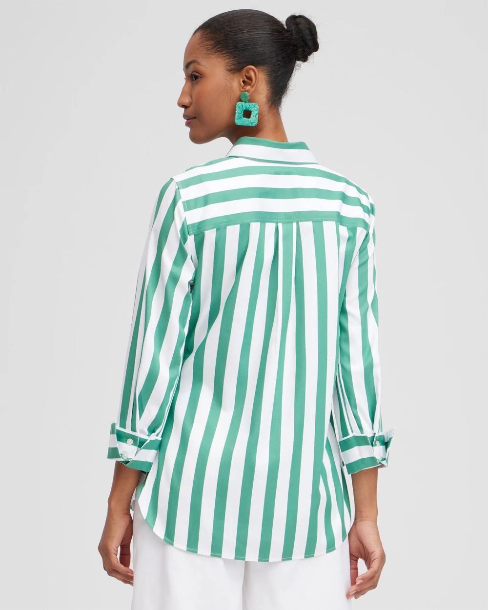 No Iron™ 3/4 Sleeve Stripe Shirt