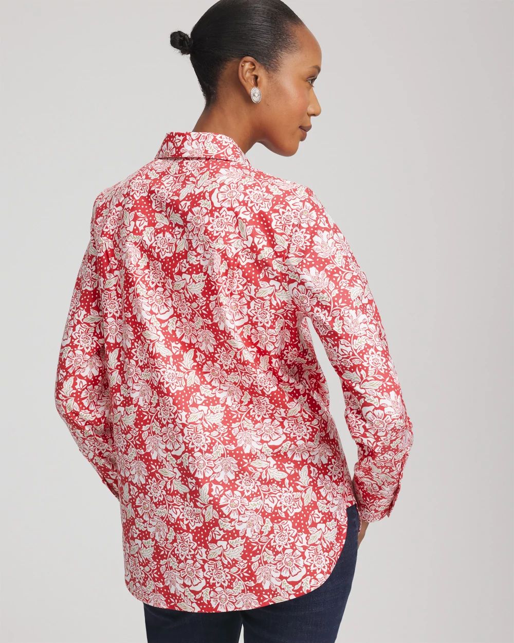 No Iron™ Long-Sleeved Folklore-Floral Shirt click to view larger image.