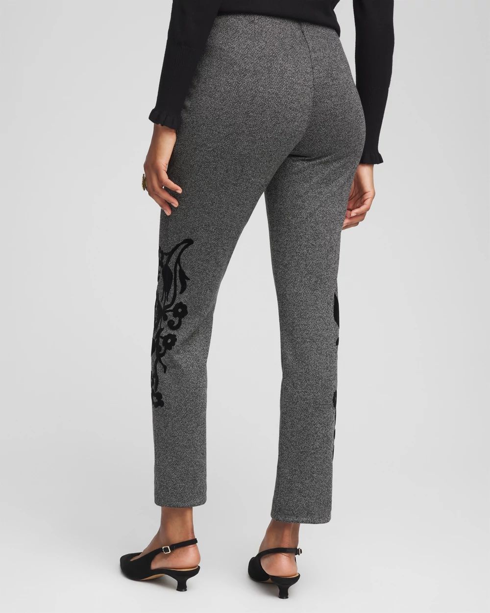 Juliet Flocked Menswear Ankle Pants